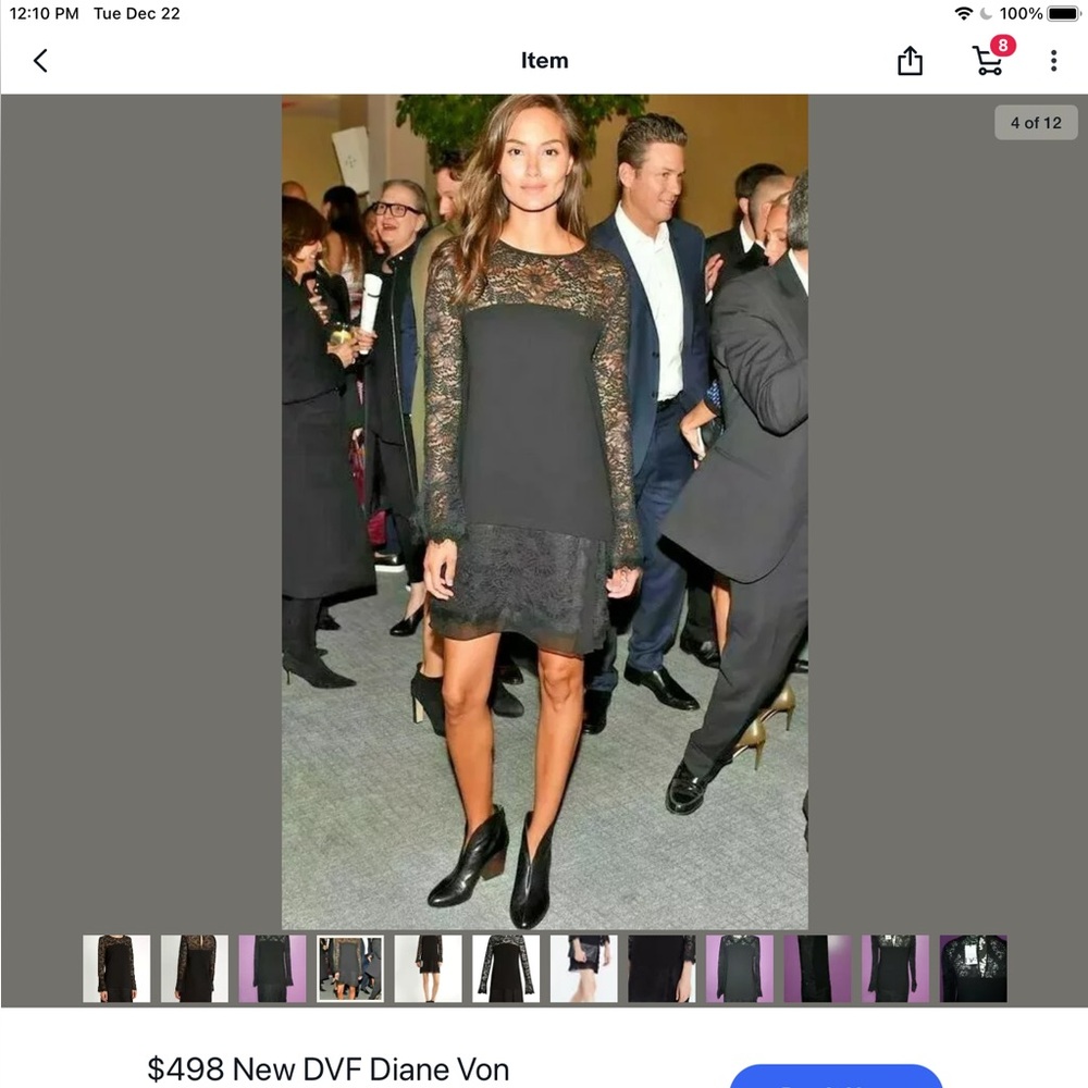 Diane Von Furstenberg Black Lace/Crepe Dress NWT